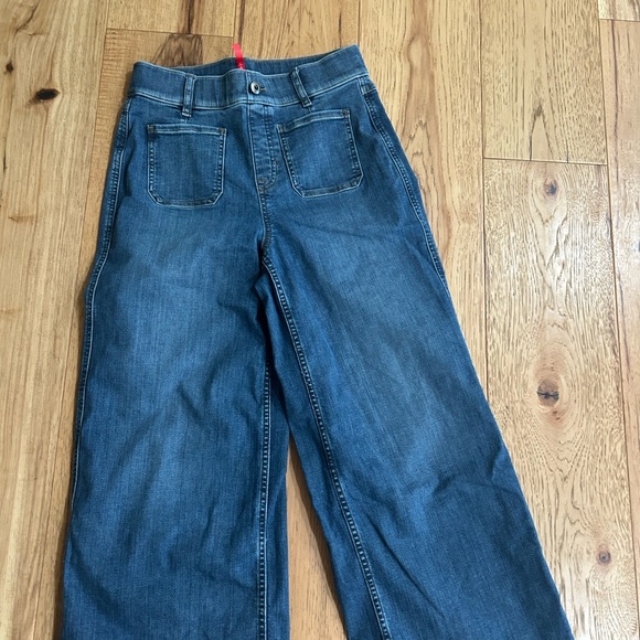 SPANX Indigo Flare wide leg drop jeans small - Picture 2 of 3